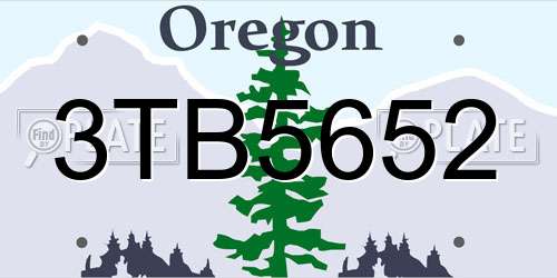 3TB5652 Oregon License Plate