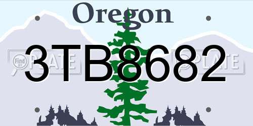 3TB8682 Oregon License Plate