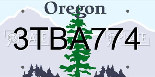 3TBA774 Oregon License Plate