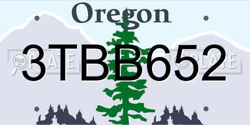 3TBB652 Oregon License Plate