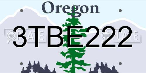 3TBE222 Oregon License Plate