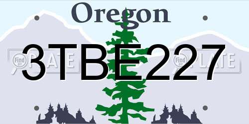 3TBE227 Oregon License Plate