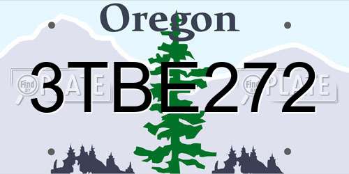 3TBE272 Oregon License Plate