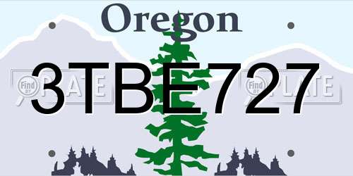 3TBE727 Oregon License Plate
