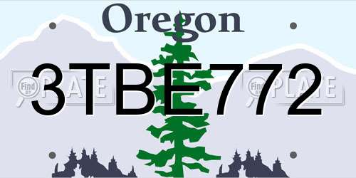 3TBE772 Oregon License Plate
