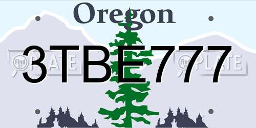 3TBE777 Oregon License Plate