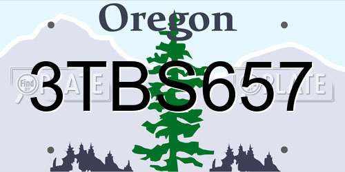 3TBS657 Oregon License Plate