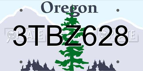 3TBZ628 Oregon License Plate