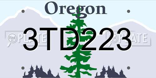 3TD223 Oregon License Plate