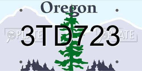 3TD723 Oregon License Plate