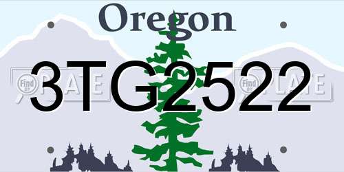 3TG2522 Oregon License Plate