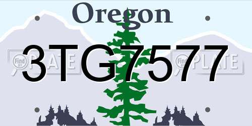 3TG7577 Oregon License Plate