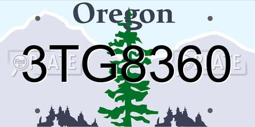 3TG8360 Oregon License Plate