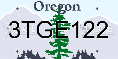 3TGE122 Oregon License Plate