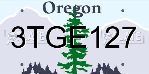 3TGE127 Oregon License Plate