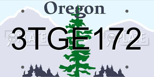 3TGE172 Oregon License Plate