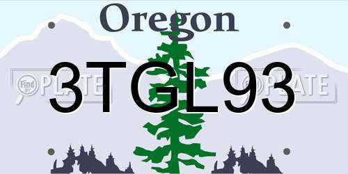 3TGL93 Oregon License Plate