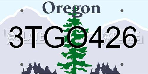 3TGO426 Oregon License Plate
