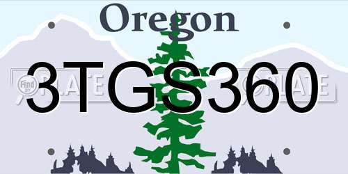 3TGS360 Oregon License Plate