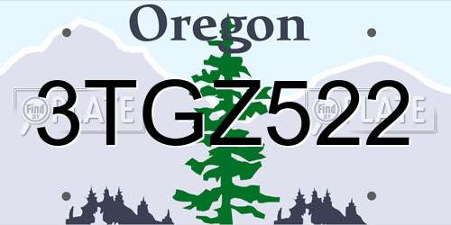 3TGZ522 Oregon License Plate