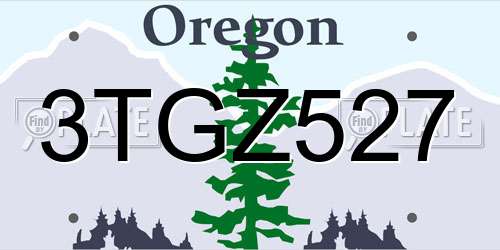 3TGZ527 Oregon License Plate