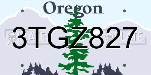 3TGZ827 Oregon License Plate