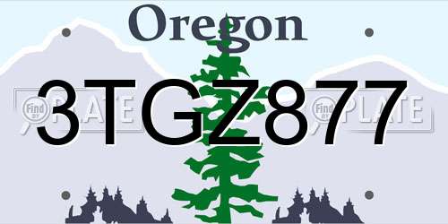 3TGZ877 Oregon License Plate