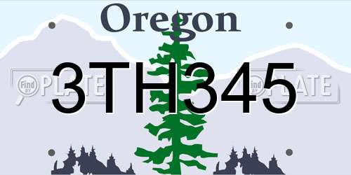 3TH345 Oregon License Plate