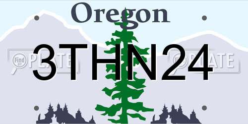 3THN24 Oregon License Plate