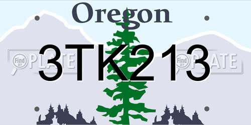 3TK213 Oregon License Plate