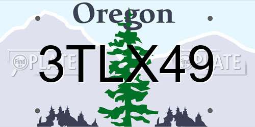 3TLX49 Oregon License Plate
