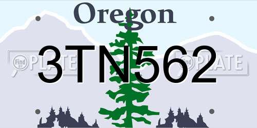 3TN562 Oregon License Plate