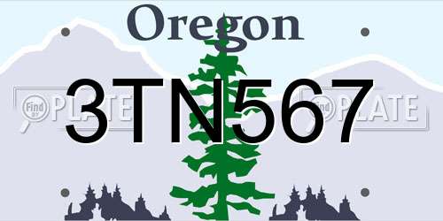 3TN567 Oregon License Plate