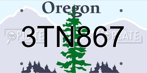 3TN867 Oregon License Plate