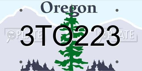 3TO223 Oregon License Plate