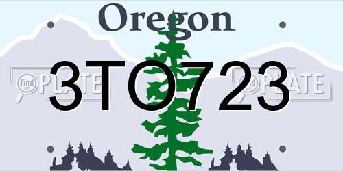 3TO723 Oregon License Plate