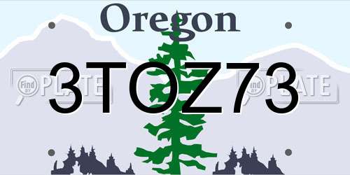 3TOZ73 Oregon License Plate