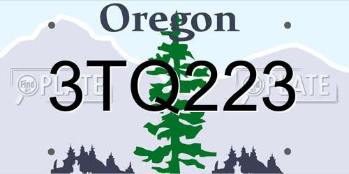 3TQ223 Oregon License Plate