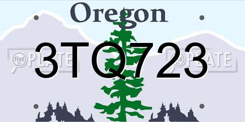 3TQ723 Oregon License Plate