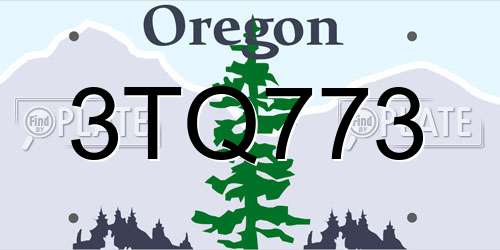 3TQ773 Oregon License Plate