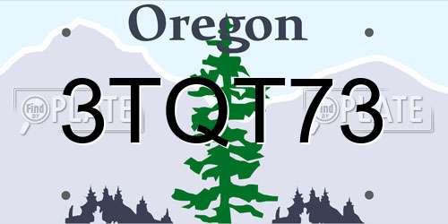 3TQT73 Oregon License Plate
