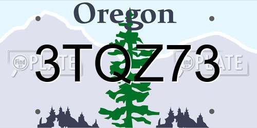 3TQZ73 Oregon License Plate