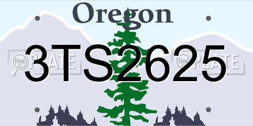 3TS2625 Oregon License Plate