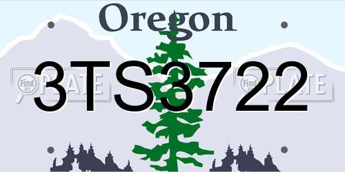 3TS3722 Oregon License Plate