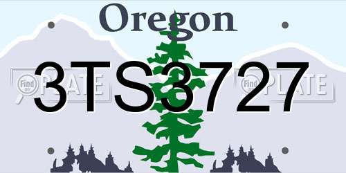 3TS3727 Oregon License Plate