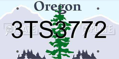 3TS3772 Oregon License Plate