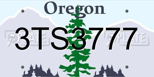 3TS3777 Oregon License Plate