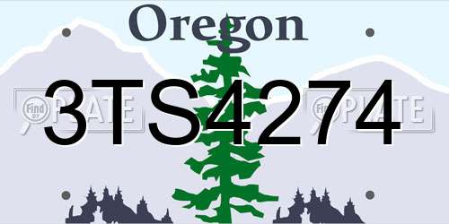 3TS4274 Oregon License Plate