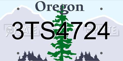 3TS4724 Oregon License Plate