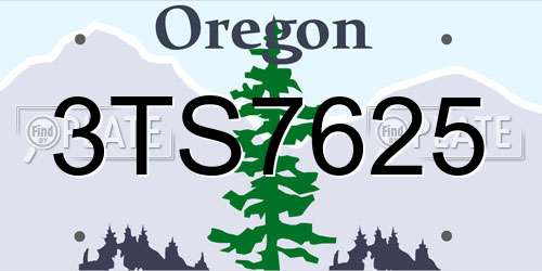 3TS7625 Oregon License Plate